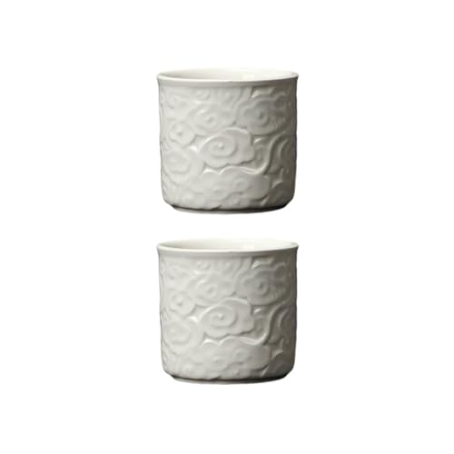 Dicmracy Juego de 2 o 4 tazas de café expreso de cerámica de 3.4 onzas, tazas Demitasse para café o té, tazas de café pequeñas sin asas (blanco, 2)