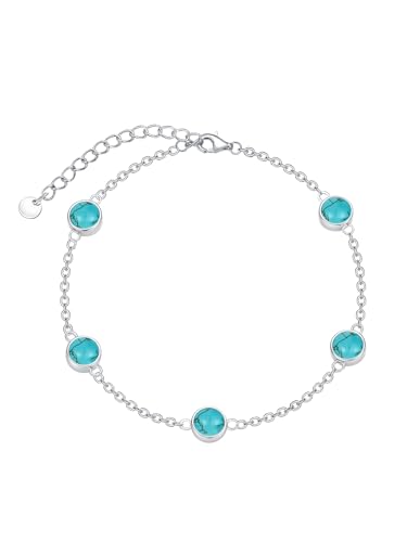 Image of Dorunmo Ankle Bracelet for Women 925 Sterling Silver Natural Stone Bracelet Anklet Summer Beach Jewelry Birthday Gifts for Mom