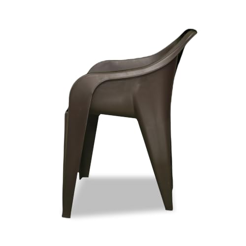 Image of Plastic Arm Chair for Home, Garden, Office, Living Room, Cafeteria Plastic Outdoor Chair | 1 Year Warranty | Color - Brown | Set of 2