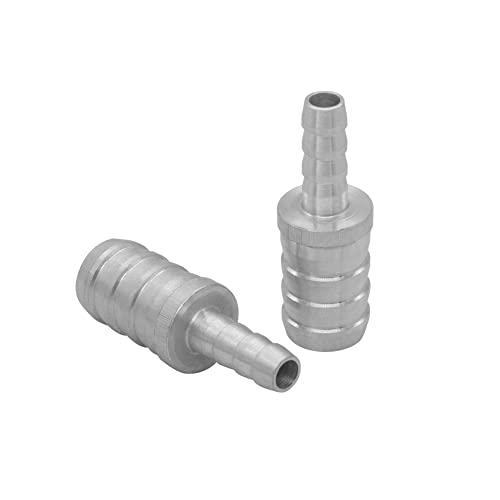 ANPTGHT Reductor de púas de manguera de 3/8 a 1/2 pulgadas, conector de tubo de junta de aluminio, empalmador de radiador para transporte, combustible, gas, líquido y aire (paquete de 2)