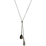 NINMQCFVG Colgante retro de piedra ojo de tigre con gotas de agua blancas con motas para mujer, collar de tirón largo ajustable de moda regalo de joyería
