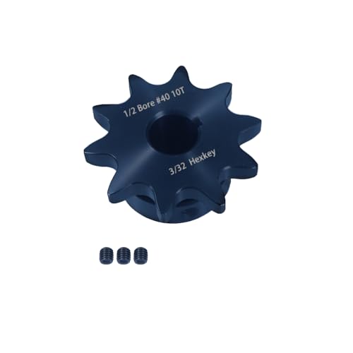 Image of #40 Roller Chain Sprocket 10 Tooth 1 /2 inch Bore (3 /16 inch Keyway) Black Oxide Rust-Proof with 3 Set Screws & Keyway for Mini Bike Go-Kart Clutch Performance Upgrade, Hardened 1045 Steel 40BS10-1 /2