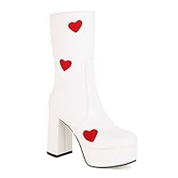 BB BEROBELLO FASHION IS AN ATTITUDE Women's High Heel Platform Mid Calf Boots Side Zip Sweet Heart Cool Punk Bootie