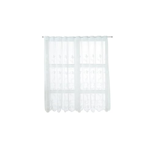 MDSRFGN Cortinas Cortas Cortinas Cortas de Tul Bohemio, Cortinas Encaje Blanco románticas con Mariposas, decoración del hogar Flores para Windows(74-60cm)