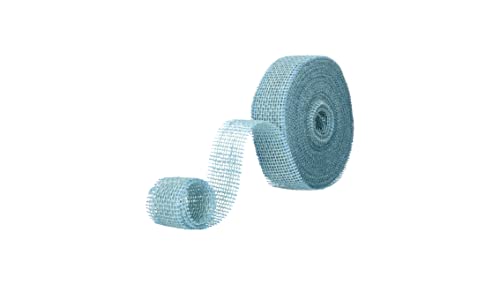 AmaCasa Eco Juteband 6cm breit, 25m Rolle | gestärktes Geschenkband mit kompostierbarem Etikett | Dekoband für wundervolle Dekorationen (Himmelblau, 4cm/25m) Cover