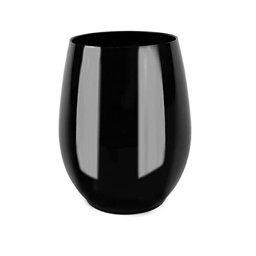 Posh Setting Plastic Stemless Wine Glasses - Disposable 12 Oz Black Plastic Wine Glasses 6-Pack - Shatterproof Outdoor Wine Cups - Elegant Bpa-Free Plastic Cocktail Wine Tumblers #TOP4
