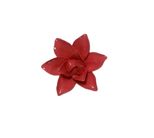 Image of Red,Magnolia, 2.76 inch,Ceramic Flower Wall Art Decor, Artificial Flower Wall Sculpture,Handmade Ceramic Flowers for Home,Hallway,Living Room, Kitchen,Bathroom