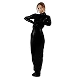 Anerotic PVC Shiny Bondage Bag Long Sleeve Turtleneck Bondage Dress Patent Leather Bodycon Bondage Catsuit zipper (XX-Large,Black)