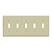 ENERLITES Toggle Light Switch Wall Plate, Gloss Finish, 5-Gang 4.50" x 10.03", Unbreakable Polycarbonate Thermoplastic, UL Listed, 8815-I, Ivory