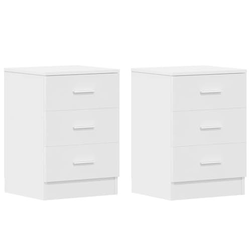 vidaXL Mesitas de Noche 2 uds Madera contrachapada Blanco 38x35x56 cm