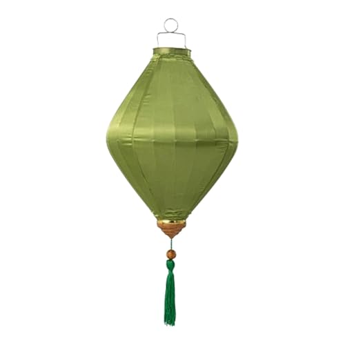 Linternas de Seda Linterna Colgante de Estilo Chino Linternas Colgantes Chinas ovaladas con Borla Linternas de Seda vietnamitas Decorativas (Verde Hierba, 20 Pulgadas)