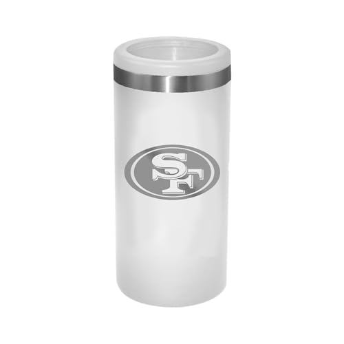 The Memory Company Officially Licensed Personalized 12oz White Stainless Steel Slim Can Holder,SFF - San Francisco 49ers