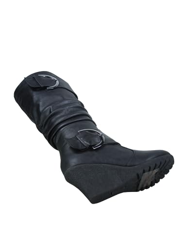 TZ Rose-65 Women's Fashion Round Toe Wedge Mid Calf Knee High Boot Shoes3