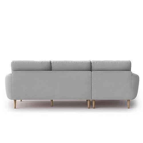 Image of BRAXTON Lindel LHS 4 Seater L Shape Sofa Set for Living Room (Grey) Premium Velvet Fabric Sofa