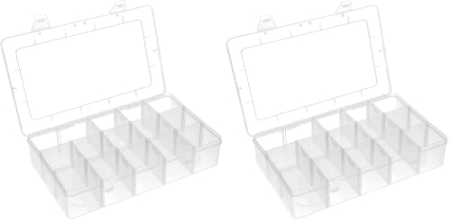 Image of BTremary 15 Grids Clear Plastic Storage Box with Compartment, Craft Organizers and Storage, Transparent Jewelry Storage Box, Small Parts Organizer for Sewing Bead Washi Tape Thread (Pack of 2)