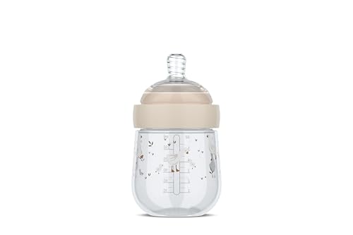 Mepal, Biberón Mio Little Dutch, Tapa transparente para almacenamiento, Anticólicos Biberones, Diseño en espiral evita obstrucciones, Silicona de grado médico, 165 ml, Little Goose