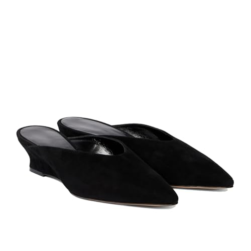 Women's Suede Slip-On Wedge Pumps, Pointed Toe Kitten Heels (2 Inches) – Casual Elegant Dress Shoes for Office, Party & Daily Wear - Main Image