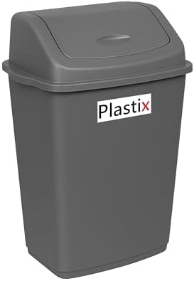 Plastix High Grade Plastic Silver Swing Flip Top Waste Rubbish Kitchen Bin Dustbin (30L 30 Litre Large)