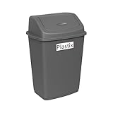 Plastix High Grade Plastic Silver Swing Flip Top Waste Rubbish Kitchen Bin Dustbin (30L 30 Litre Large)