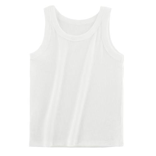 Image of Girls Tanks Tops Ribbed Sleeveless Summer Crop Tops for Kids 4Y-12Y