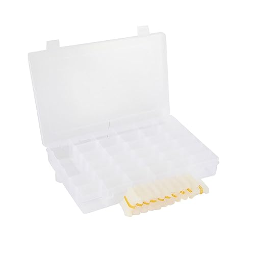 Image of 36 Grids Embroidery Floss Box Plastic Embroidery Threads Storage Box Cross Stitch Threads Organizer Case Jewelry Craft Container with 100 Pcs Floss Bobbins