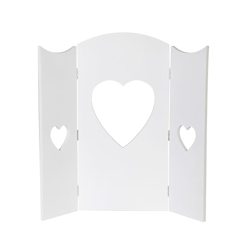 DRULINE Heart Wandschirm - Fensterdeko aus Holz, Fensterladen Aufsteller, Shabby Chic Dekoration, 60x58.5 cm, Klappbar - Erhältlich in Grau, Natur, Weiß - Rustikal, Vintage, Innenraum DRULINE Heart Wandschirm - Fensterdeko aus Holz, Fensterladen Aufsteller, Shabby Chic Dekoration, 60x58.5 cm, Klappbar - Erhältlich in Grau, Natur, Weiß - Rustikal, Vintage, Innenraum