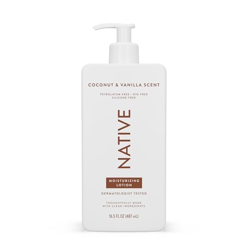 Native Lotion Corps Hommes & Femmes - Sans Silicones & Colorants - Lotion Mains Parfum Coco & Vanille + Hydratant Corps pour Peau Sèche - Avec Beurre de Karité & Glycérine (487 ml)