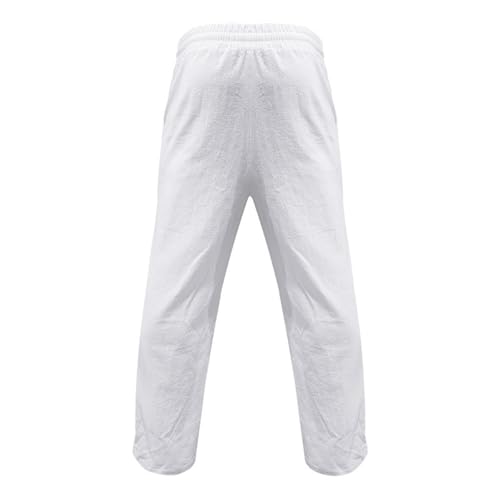 Lightweight Work Pants for Men Solid Elastic Waist Casual Summer Vacation Beach Breathable Linen Pants with Pockets3