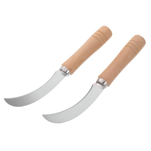 BESTOYARD 2 Piezas Cuchillo para Verduras y Frutas con Afilada Pequeño Curvo para Cortar Plátanos Piña y Verduras Ajo Chino