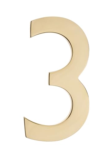 Architectural Mailboxes Brass 4 inch Floating House Number Polished Brass 3