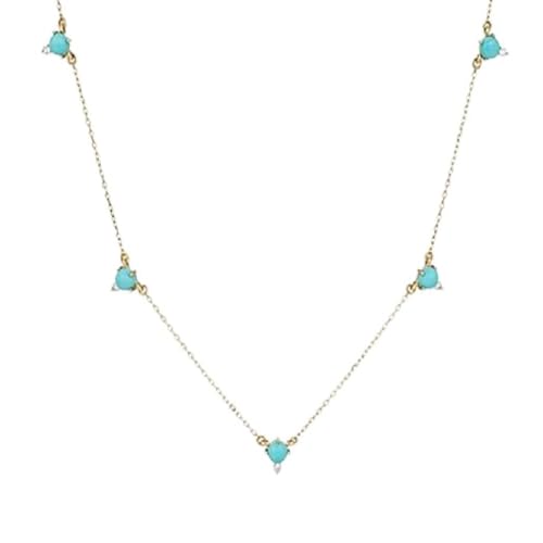Collier argent 925 femme anti-allergie avec turquoise véritable et griffe dorée 18K