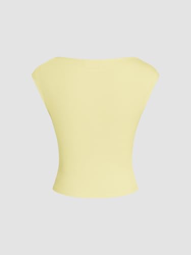 Image of CIDER Boat Neck Tops for Women Sleeveless Ruched Crop Tank Tops | Slim Fit, Trendy Summer Outfits, Casual Tee Shirt