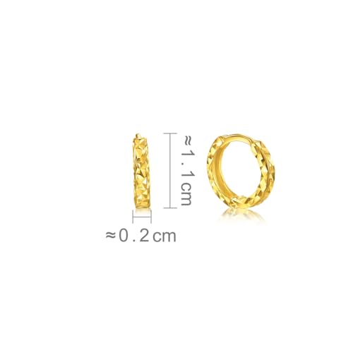 CHOW SANG SANG 999 24K Solid Gold Essence Dazzling Diamonds Huggie Hoop Earrings for Women 95310E4
