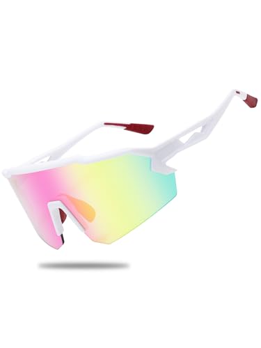 Awstrokine Sportbrille Herren Damen, Die Schnelle Brille für Radfahren & Laufen (33g), Ultraleichte TR90 Fahrradbrille mit UV400, Bruchsicher & Anti-Beschlag HD Sonnenbrille (White)