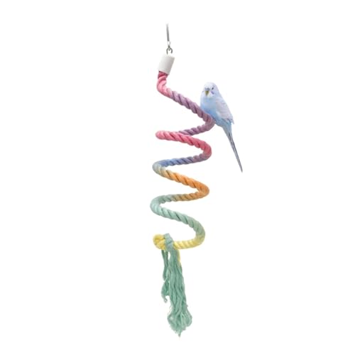 31.5 Bendable Bird Perch Cotton Rope Rainbow Bird Toy Twistable Ladder Swing Chewable Gym for Parakeets Cockatiels Conures Lovebirds