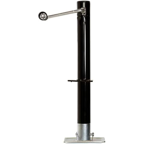 Bastion Distribution Side-Wind A-Frame Trailer Jack with a Rectangular Footpad | 5000lb Capacity A-Frame | 14 4/5" Travel | Powder Coated | BJ-5000SW-1 / RFP Cover