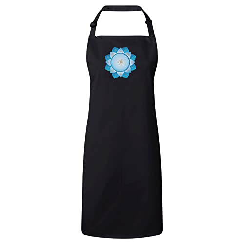 Tablier cuisine mandala bleu en coton premium pour meditation et yoga