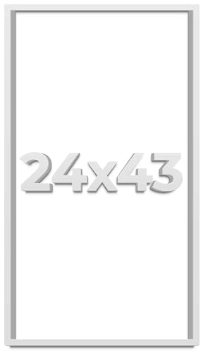 24x43 Shadow Box White Solid Pine Wood Picture Frame with Acid-Free Backing UV Acrylic & Hanging Hardware with 0.75 Inches of Usable Depth and 0.75 Inches Frame Moulding Width