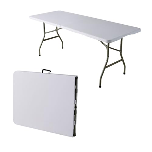Home Source 5ft Folding Trestle White with Carry Handle Heavy Duty Table for Camping Catering BBQ Picnic Party