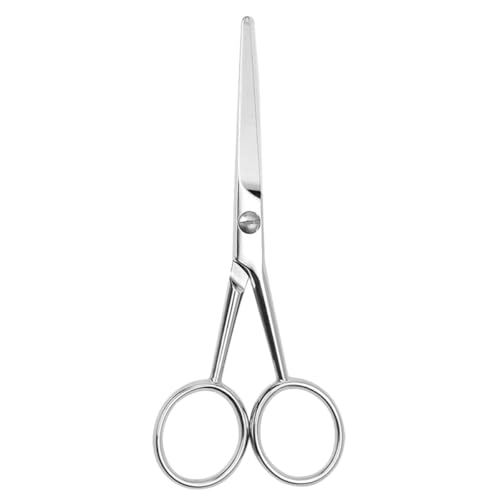 Genérico Tijeras para Bigote y Barba de Acero Inoxidable Sistema Antideslizante Tijeras Pequeñas Dentadas para Recorte Preciso Herramientas de Aseo Masculinas Color Plateado