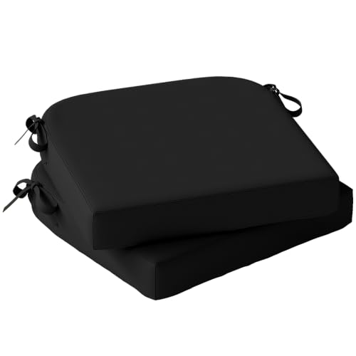 Image of Outsunny Outdoor Chair Seat Cushions Set of 2, 7cm Foam, 40x40cm Black