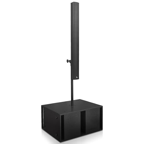 Sound Town CARME Series Powered Line Array Column Speaker System with One Dual 12-inch Subwoofer, One Aluminum Line Array Column Speaker, Black (CARME-212M106)