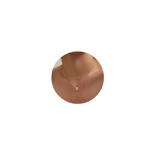 Ovian Layered Initial Necklace for Women 18K Gold Plated Stainless Steel Layering Letters Necklace Personalized Name Necklace