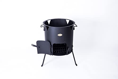 MangalGrills Kazan Oven Stove Wood Fire for Qazon Cauldron Duch Oven Pilaf Plov Lagman Shurpa 48cm Diameter (Fits 18L to 24L Kazans) Matte Black 18.5inch - 47cm