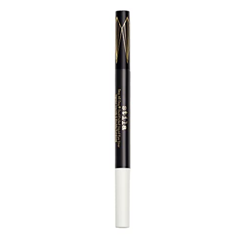 Stila All Day Dual-Ended Liquid Eye Liner, Easy To Use Eyeliner Pen, Smudge & Transfer Proof, Liner Stays On All Day and Night, Goes On Smoothly Without Skipping or Smudging - Intense Black/Snow