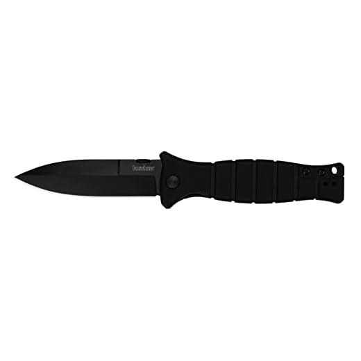 Kershaw XCOM Military-Style Pocketknife; 3.6-inch Black-Oxide Coated Blade and 8Cr13MoV Steel, Spearpoint Blade, Sharpened One Side, and Glass Filled Nylon Handle, Manual Open, Reversible Pocketclip
