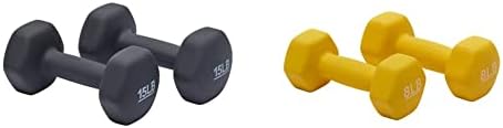Amazon Basics Neoprene Coated Dumbbell Hand Weight Set, 15-Pound,...