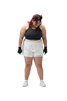 Spirit Animal Plus Size L - 5XL White Shorts for Women | Super Stretchy Fit | High Waisted | Mid-Thigh Length | Snug-Compressive Fit | 2 Deep Pockets | Four-Way Stretch & Soft Fabric |