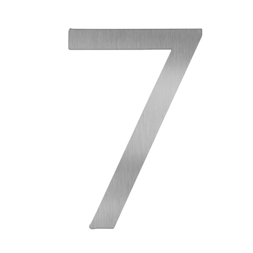 adoorn 4 Inch Mailbox Numbers - Number 7, Silver Color, Each Sold Individually, Premium Metal Self Stick Address Numbers, Weatherproof Mailbox Numbers for Outside