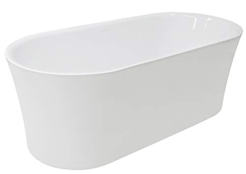 ANZZI Whirlpool Air Jetted Freestanding Bathtub Jericho 67 In White Acrylic with Fiberglass Backing 200 Aero Bubble Massage Jets Soaker Tub Light Up Touch Control Pad 4 Colored Bath Lights | FT-AZ067